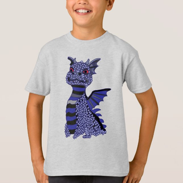 Blå Diamant Drakbarn T Shirt (Framsida)