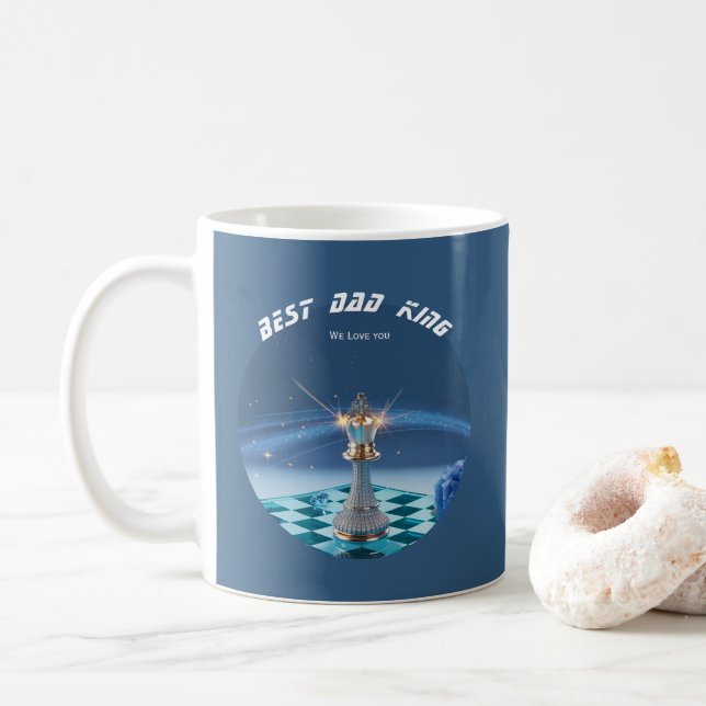 Blå Diamant Metallisk Kung Schack Fars Dag  Kaffemugg (Med munk)