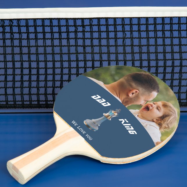 Blå Diamant Metallisk Kung Schack Fars Dag  Pingisracket (Insitu)