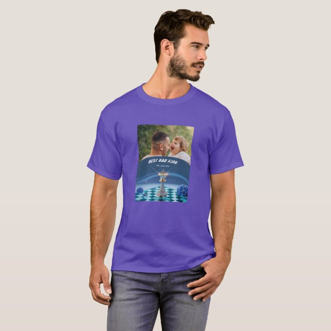Blå Diamant Metallisk Kung Schack Fars Dag  T Shirt (Hel framsida)