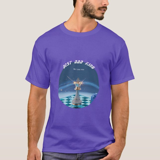 Blå Diamant Metallisk Kung Schack Fars Dag  T Shirt (Framsida)