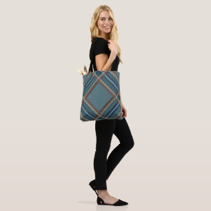 Blå diamant mönster Tartan Tote Bag Tygkasse