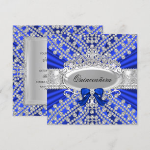 Blå Diamant & Tiara Quinceañera-inbjudan Inbjudningar