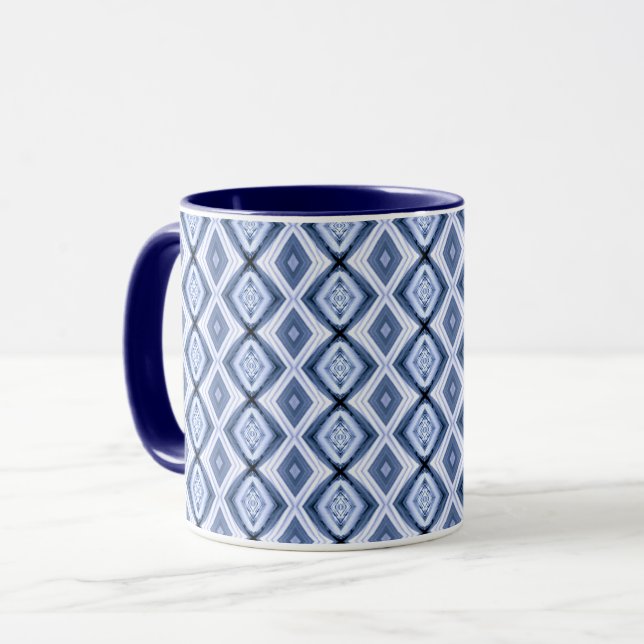 Blå Diamanter Harmoni Mönster Diamantblues Mugg (Framsida vänster)