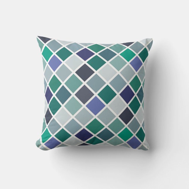 Blå Diamond Mönster Pillow Kudde (Framsida)