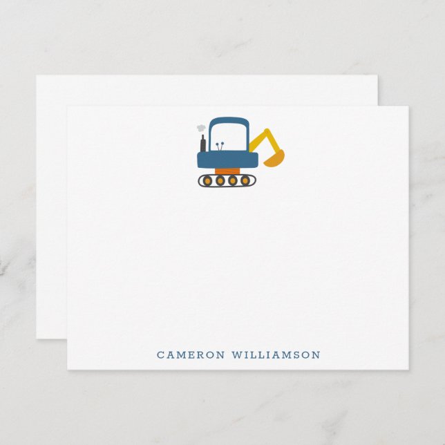 Blå digger Lastbil Art Personlig Stationery Tack Kort (Fram/baksida)