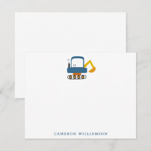 Blå digger Lastbil Art Personlig Stationery Tack Kort