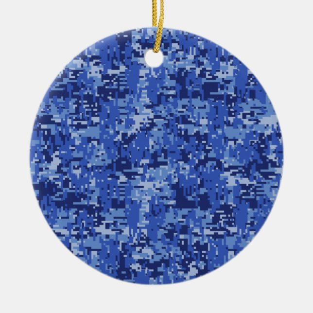 Blå digital pixel Kamouflage Decor Struktur Julgransprydnad Keramik (Framsidan)