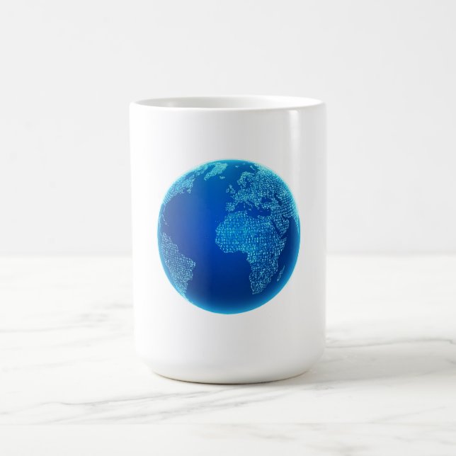 Blå digitala binära koder Jorden Kaffemugg (Center)