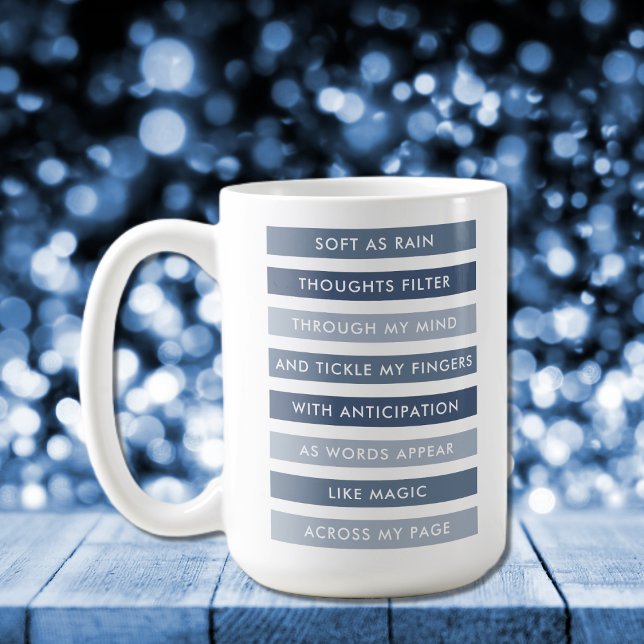 Blå Dikt för Personligen Skrivare Kaffemugg (Shades of Blue Motivational Poem for Writers Personalized Coffee Mug)