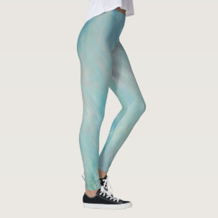 Blå dimma flyter abstrakt konstverk leggings
