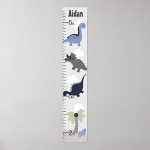 Blå Dinosaur-Behållan för tillväxtdiagram i Äventy Poster