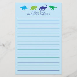 Blå dinosaur Cute Barn Dino Brevpapper