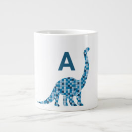 Blå Dinosaur Monogram Jumbo Mugg
