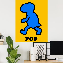 Blå dinosaur Pop Art-affisch – tecknad förhistoris Poster