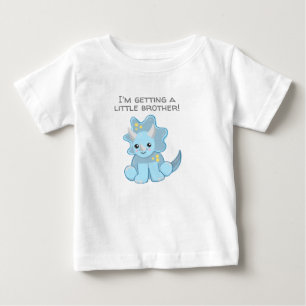 Blå dinosaur som får en lillebror t shirt