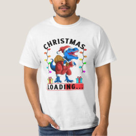 Blå dinosaur T Rex jul laddar Shirt