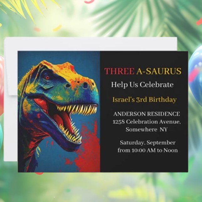 Blå dinosauräventyr inbjudningar (Embark on an unforgettable journey with our Blue Dinosaur Adventure Invitation! )