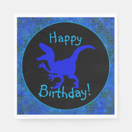 Blå dinosaurhudar Happy Birthday! Pappersservett