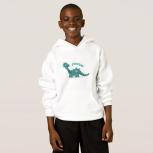 Blå dinosaurie som anropar barn namn hoodie tee
