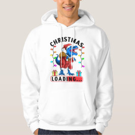 Blå Dinosaurie T Rex Jul Laddar Hoodie