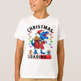 Blå Dinosaurie T Rex Jul Laddar Shirt