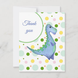 Blå dinosaurpojken födelsedag akvarell tack kort