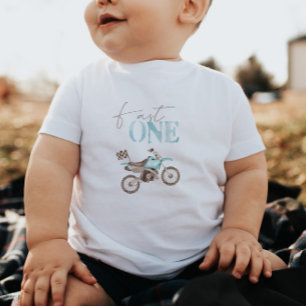 Blå Dirt Bike 'Fast One' Födelsedags T-shirt