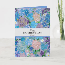 Blå Dis Floral Anpassad Foto Mors Dagskort Helgkort