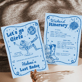 Blå Disco Rodeo Cowgirl Möhippa Helg Inbjudningar