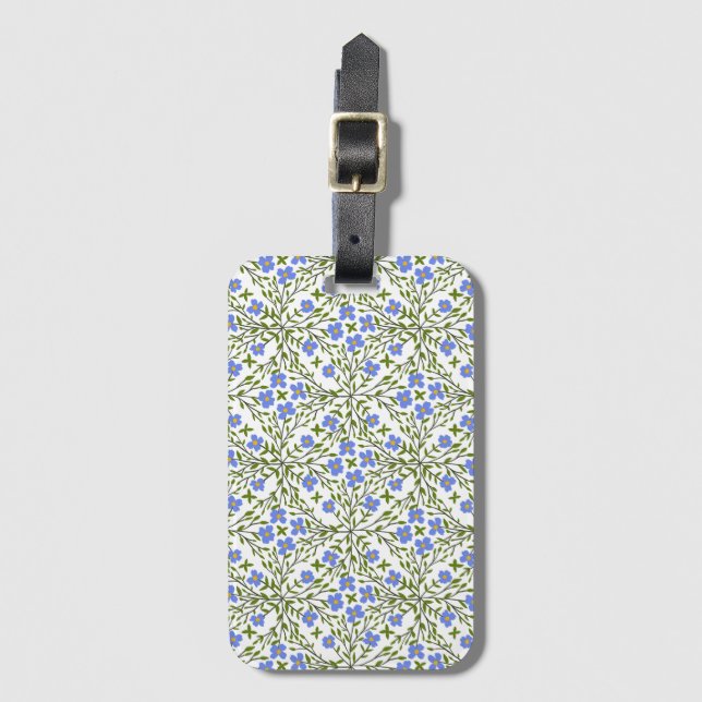 Blå Ditsy Blommig Bagagebricka (Framsida vertikal)