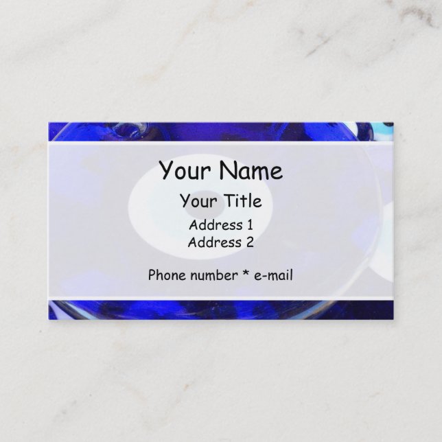 Blå djävulska amulor i Öga Visitkort (Framsida)