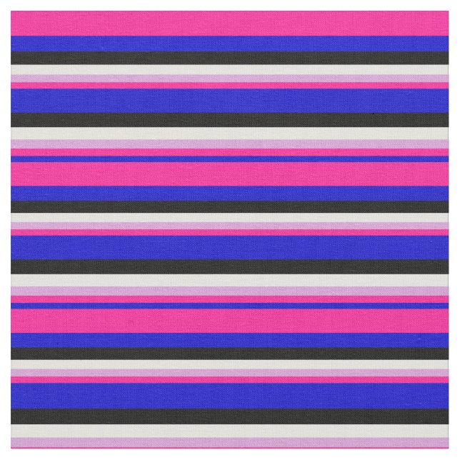 Blå, djup Rosa, Plum, Light Cyan och Black Tyg (Närbild)