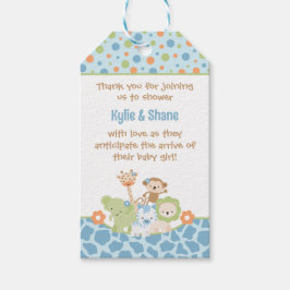 Blå Djur i Djungeln Baby Shower Favorit Present Ta Presentetikett