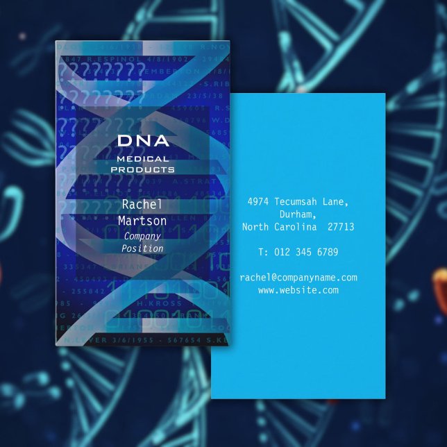 Blå DNA Medicinsk Vetenskap Modern Visitkort (Blue DNA Medical Science Modern Business Card)