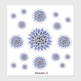 Blå doahlia Flower Sticker-uppsättning Klistermärken