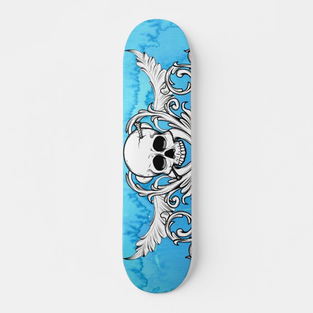 Blå dödskalle graffitiskateboard skateboard bräda 20,5 cm (Framsida)