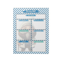 Blå doktor Gnome Nursing Student Skills Template Anteckningsblock