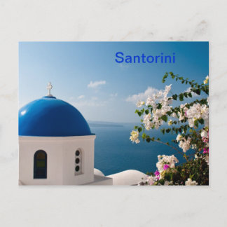 Blå dome i Santorini Vykort