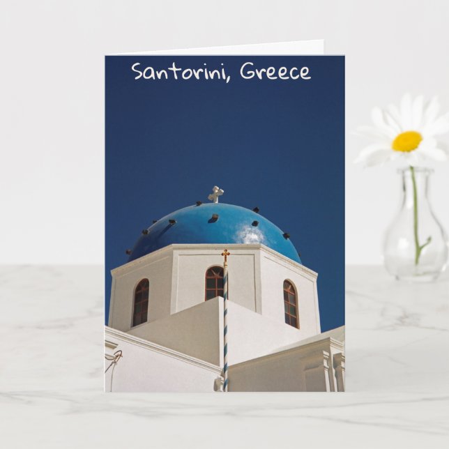 Blå dome, Santorini, Grekland Kort (Liten växt)