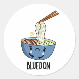 Blå-don Rollig Udon Skämt Runt Klistermärke