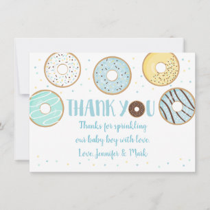 Blå Donut Baby Sprinkle Tack Kort
