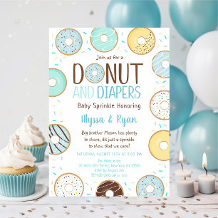 Blå Donut & Diaper Baby Sprinkle Inbjudningar