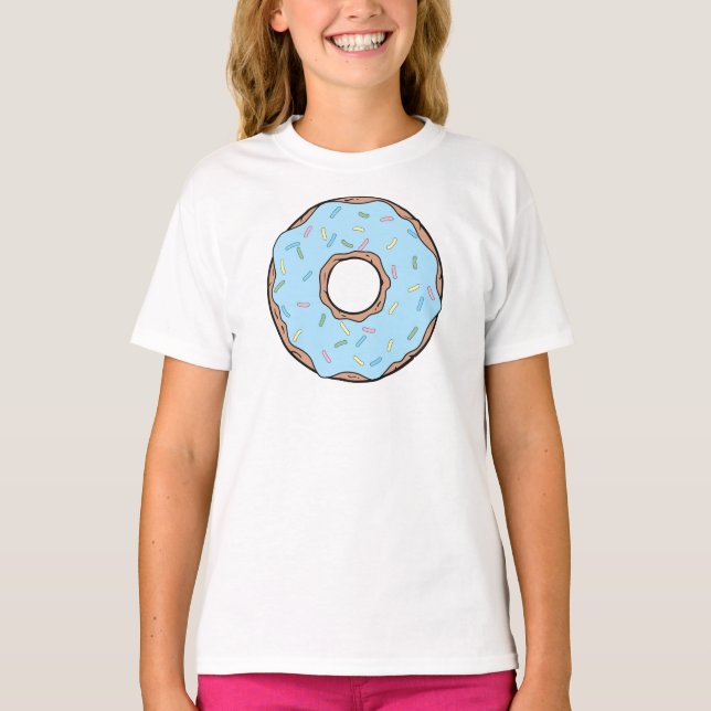 Blå Donut, ringnöt, isbildning, sprinkler, frostni T Shirt (Framsida)