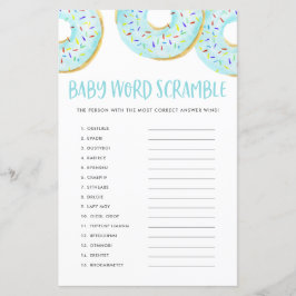 Blå Donuts Baby Ordsallring Baby Shower Spel