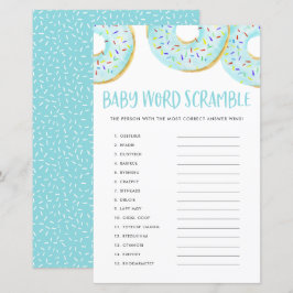 Blå Donuts Baby Ordsallring Baby Shower Spel