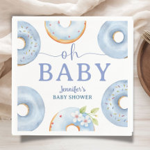 Blå Donuts Baby Shower Brunch Pappersservett