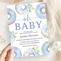 Blå Donuts Baby Shower Inbjudan