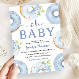 Blå Donuts Baby Shower Inbjudan