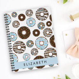 Blå donuts, bruna donuts, Sprinkles, ditt namn Anteckningsbok